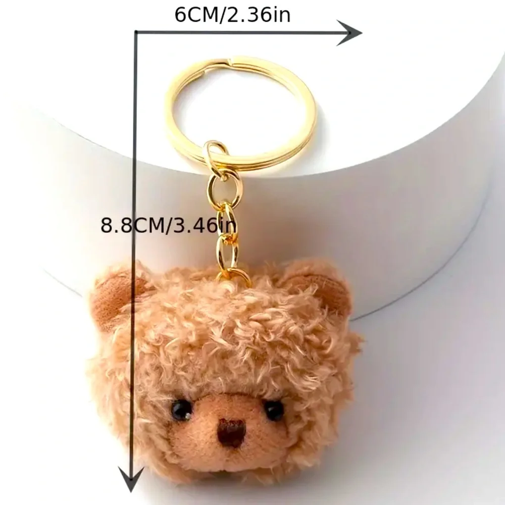 Cute Bear Keychain Animal Fuzzy Purse Bag Backpack Car Key Charm - Picture 2 of 4